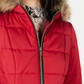 Celebrity Pink Juniors' Puffer Coat With Faux Fur Trim Hood True Red Size Large