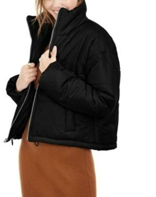 Celebrity Pink Juniors' Cropped Puffer Coat Black Size Small