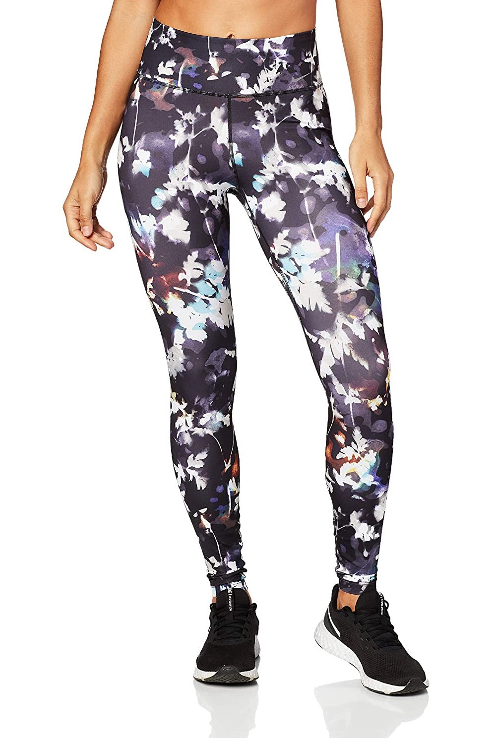 Nike Women's Printed Washed Floral Tights Black Size Extra Small