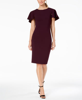 Calvin Klein Women's Capelet Sheath Dress Purple Size 6