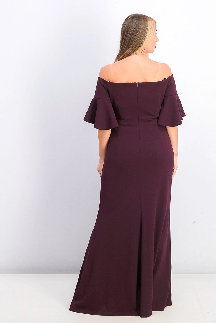 Calvin Klein Women's Sweetheart Off-The-Shoulder Gown Purple Size 14