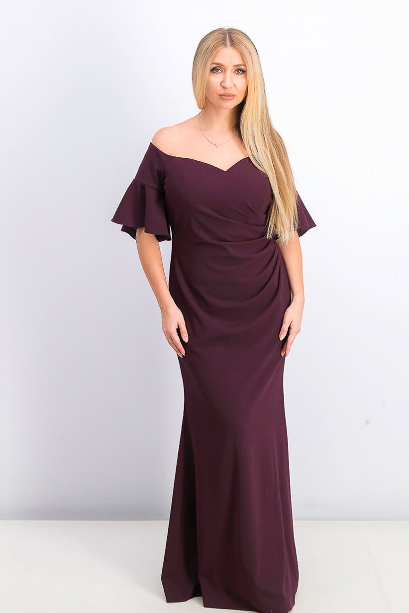 Calvin Klein Women's Sweetheart Off-The-Shoulder Gown Purple Size 2