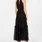 Calvin Klein Women's Polka-Dot Halter Gown Black Size 4