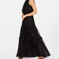 Calvin Klein Women's Polka-Dot Halter Gown Black Size 4