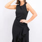 Calvin Klein Women's Sleeveless Ruffled Wrap-Hem Dress Black Size 2