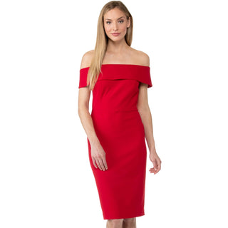 Calvin Klein Women's Off-The-Shoulder Sheath Dress Medium Red Size 14