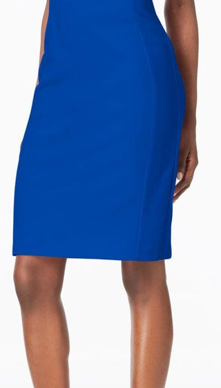 Calvin Klein Women's Seamed Scuba Crepe Sheath Dress Blue Size 4
