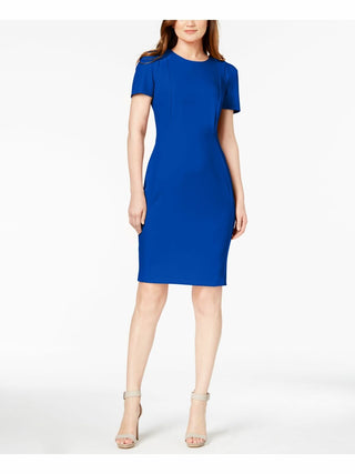Calvin Klein Women's Seamed Scuba Crepe Sheath Dress Blue Size 8