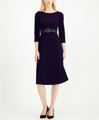 Calvin Klein Women's Belted Midi Dress Blue Size 6