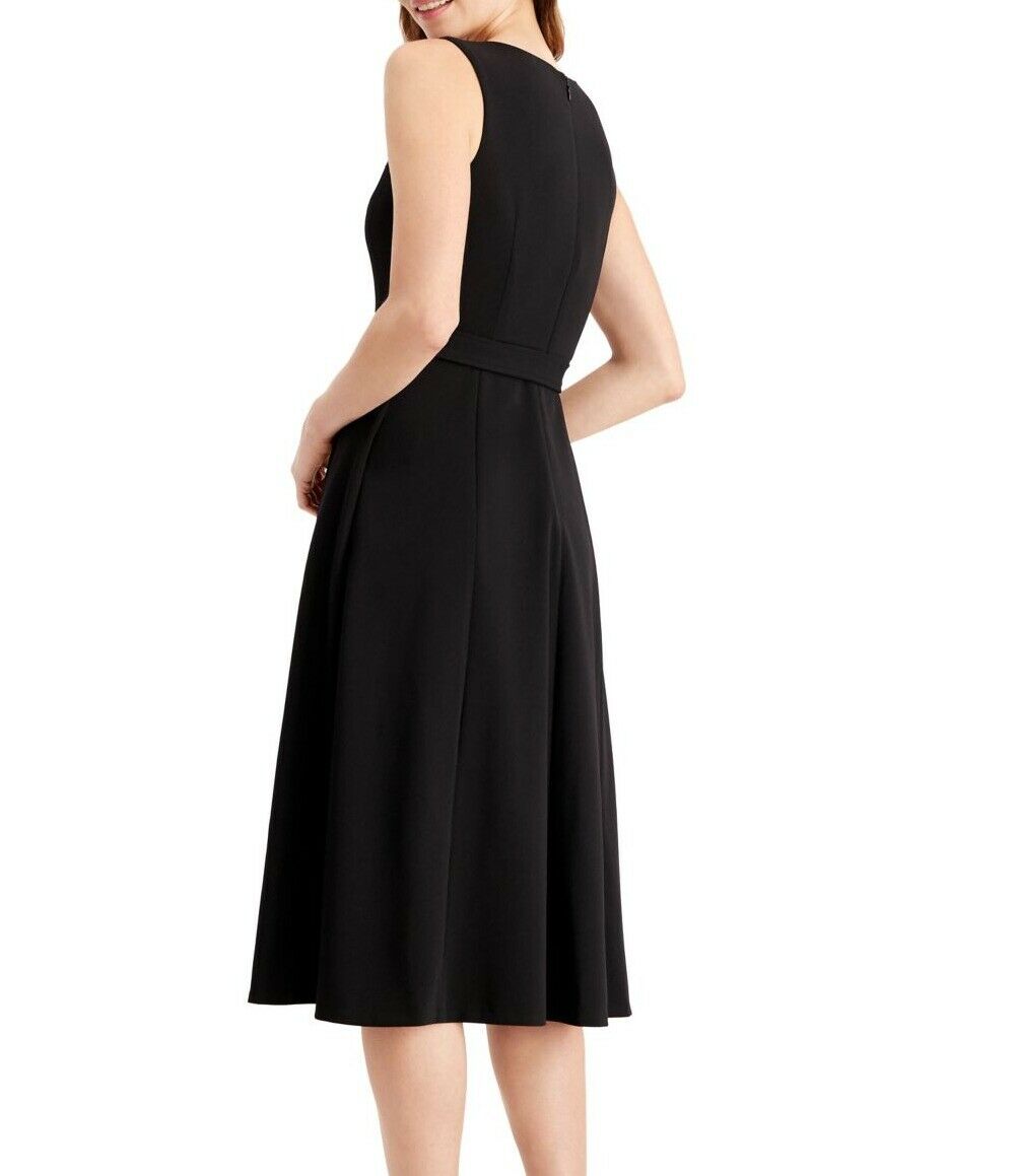 Calvin Klein Women's Shoulder Embellished Belted Dress Black Size 4