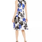 Calvin Klein Women's Big Floral Printed Midi Dress Blue Size 10