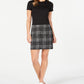 Calvin Klein Women's Solid & Plaid Shift Dress Black Size 14