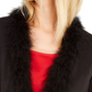 Calvin Klein Women's Feather-Trim Shrug Black Size Small