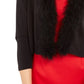 Calvin Klein Women's Feather-Trim Shrug Black Size Small