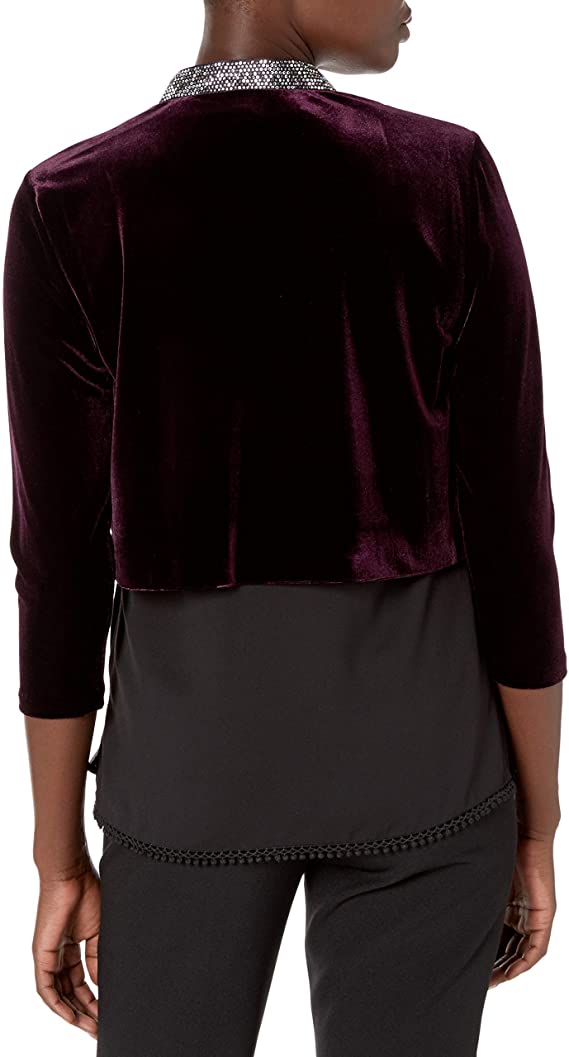 Calvin Klein Women's Velvet Rhinestone Shrug Purple Size Large