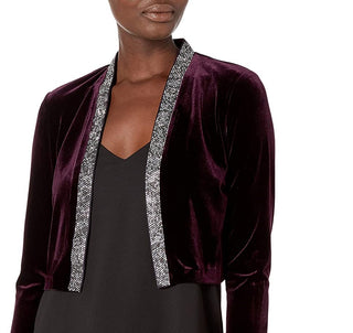 Calvin Klein Women's Velvet Rhinestone Shrug Purple Size Large