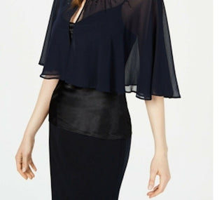 Calvin Klein Women's Beaded Chiffon Cape Navy Size Extra Large