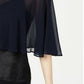 Calvin Klein Women's Beaded Chiffon Cape Navy Size Extra Large