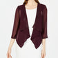 Calvin Klein Women's Illusion-Sleeve Rhinestone-Accented Shrug Purple Size Small