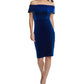 Calvin Klein Women's Off-The-Shoulder Velvet Dress Blue Size 16