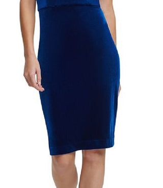 Calvin Klein Women's Off-The-Shoulder Velvet Dress Blue Size 16