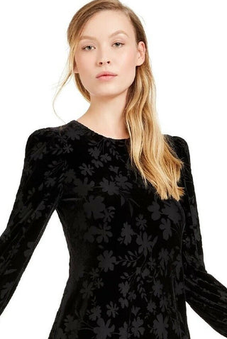 Calvin Klein Women's Burnout Velvet Pattern A-Line Dress Black Size 16