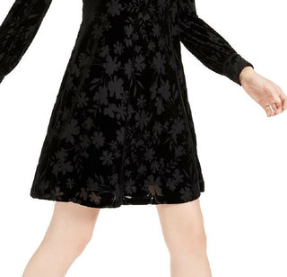 Calvin Klein Women's Burnout Velvet Pattern A-Line Dress Black Size 16