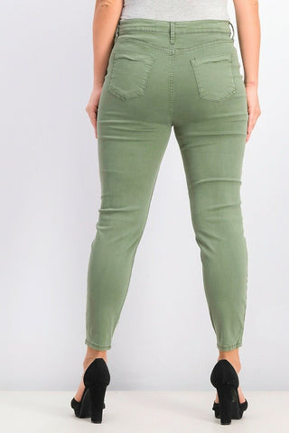 Celebrity Pink Juniors' High-Rise Ankle Skinny Jeans Green Size 5