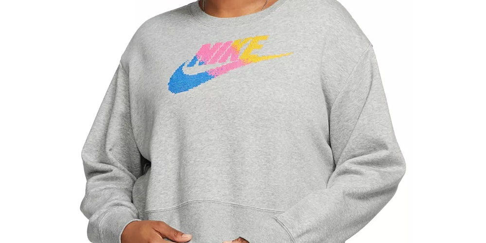 Nike Women's Plus Size Sportswear Fleece Crewneck Sweatshirt Gray Size X-Large