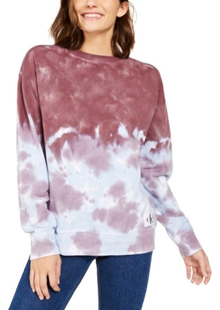 Calvin Klein Womne's High Tide Tie-Dyed Sweatshirt Purple Size Medium