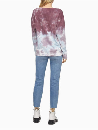 Calvin Klein Womne's High Tide Tie-Dyed Sweatshirt Purple Size Medium