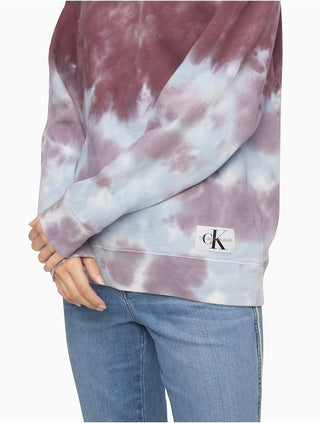 Calvin Klein Womne's High Tide Tie-Dyed Sweatshirt Purple Size Medium
