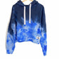 Calvin Klein Women's High Tide Tie-Dyed Cropped Hoodie Blue Size Medium