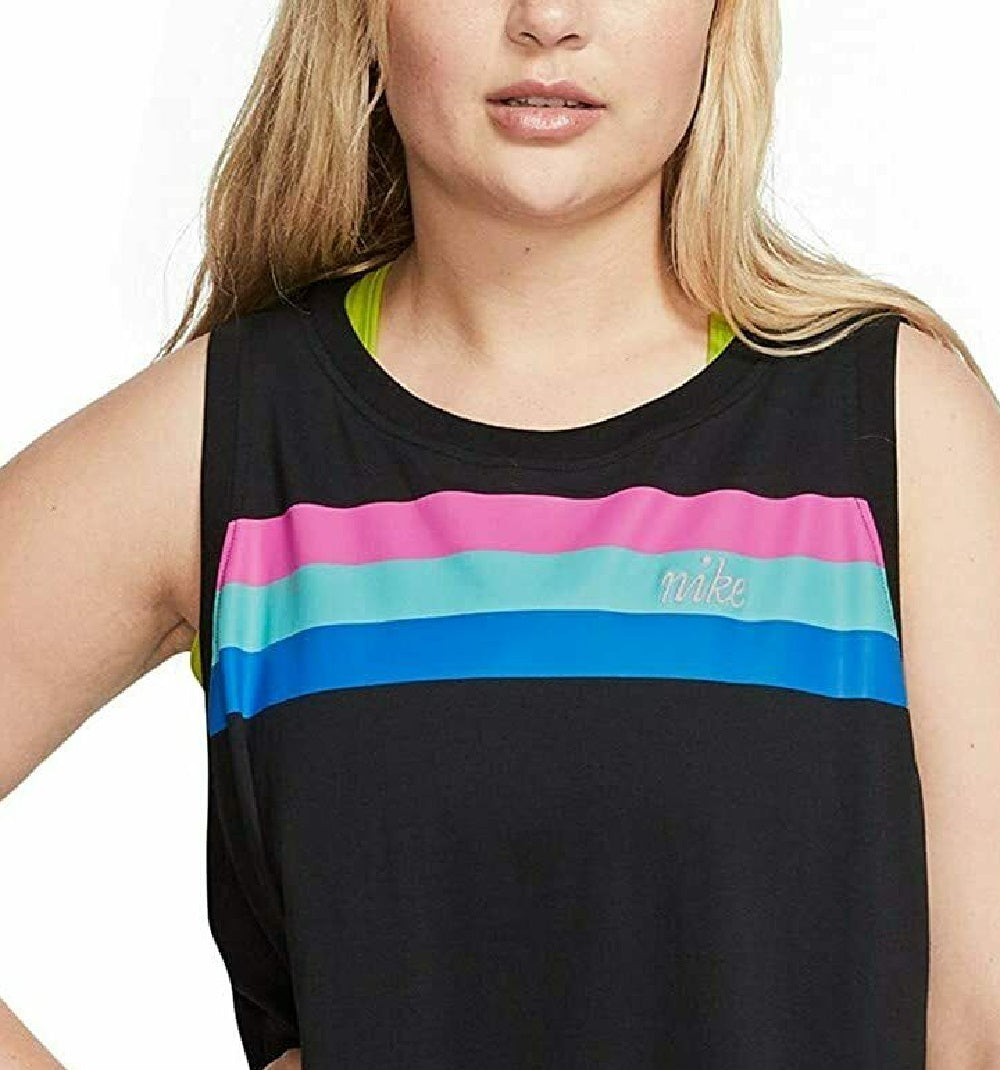 Nike Plus Women's Sportswear Graphic Printed Cotton Tank Top Black Size 2X