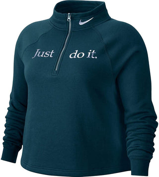 Nike Women's Plus Size Sportswear Shine 1/2-Zip Fleece Top Green Size Extra Large