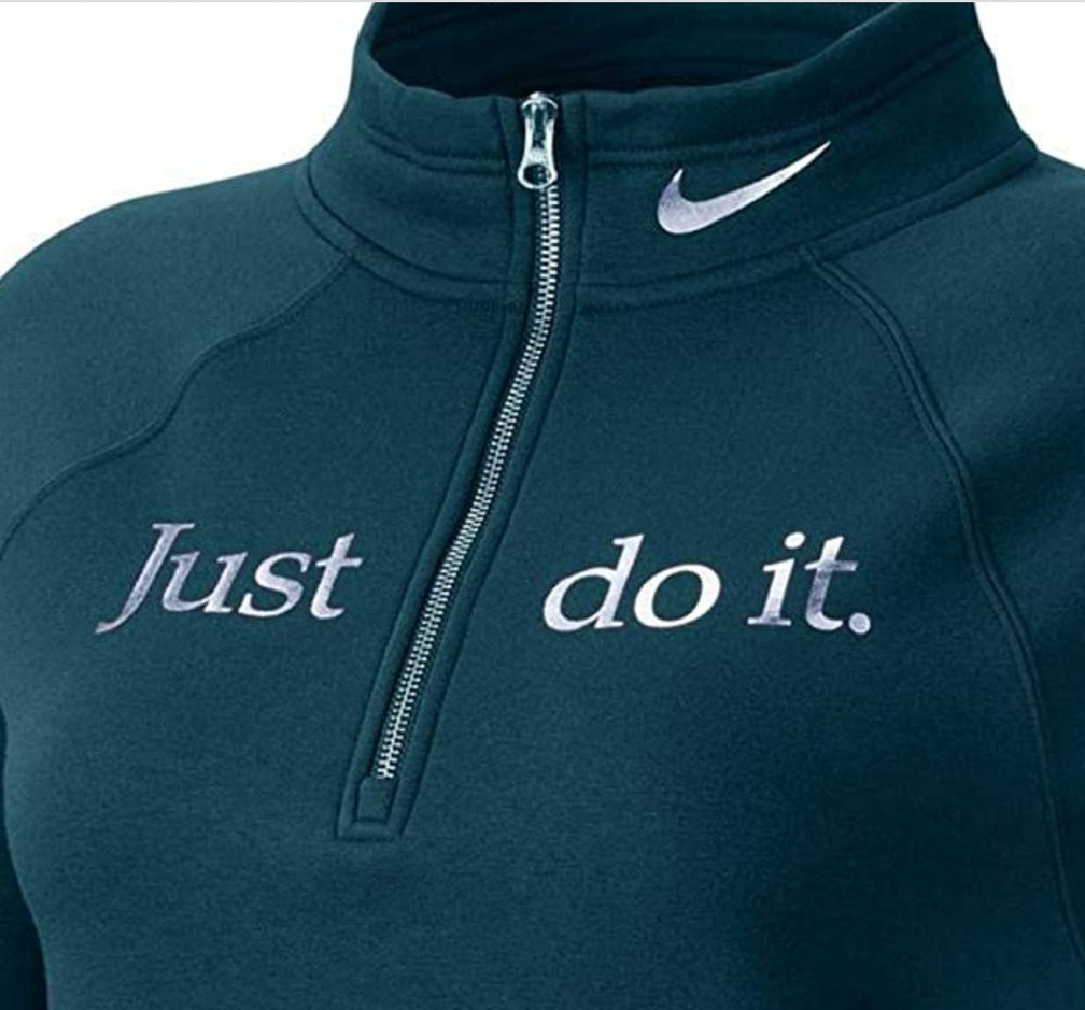 Nike Women's Plus Size Sportswear Shine 1/2-Zip Fleece Top Green Size Extra Large