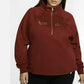 Nike Women's Plus Size Sportswear Shine 1/2-Zip Fleece Top Pink Size Extra Large