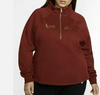 Nike Women's Plus Size Sportswear Shine 1/2-Zip Fleece Top Pink Size Extra Large