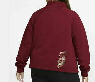 Nike Women's Plus Size Sportswear Shine 1/2-Zip Fleece Top Pink Size Extra Large