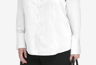 Calvin Klein Women's Plus Size Cotton Collared Shirt White Size Small