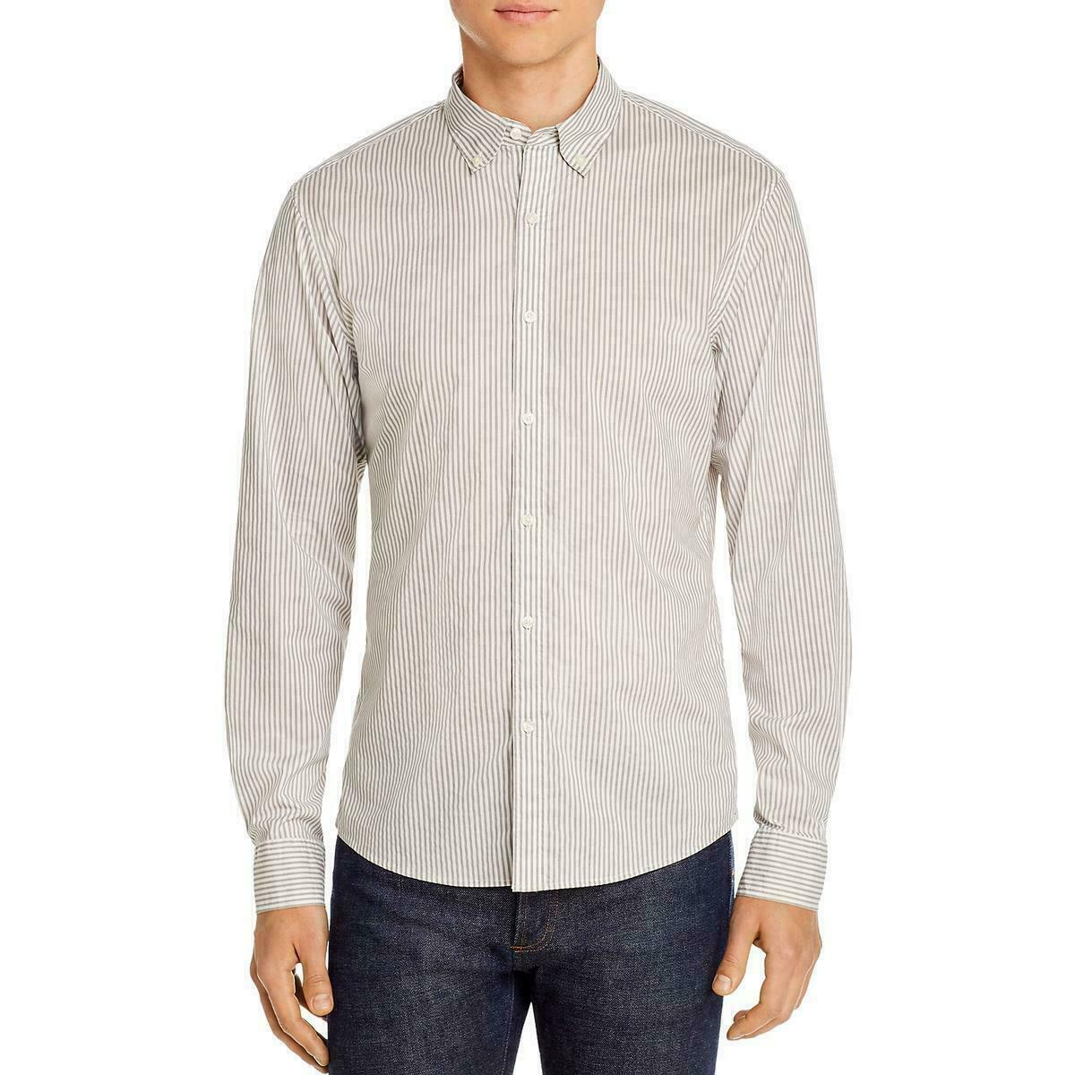 Michael Kors Men's Pin-Stripe Slim Fit Button-Down Shirt Gray Size XX-Large