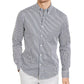 Michael Kors Men's Pin-Stripe Slim Fit Button-Down Shirt Gray Size Small