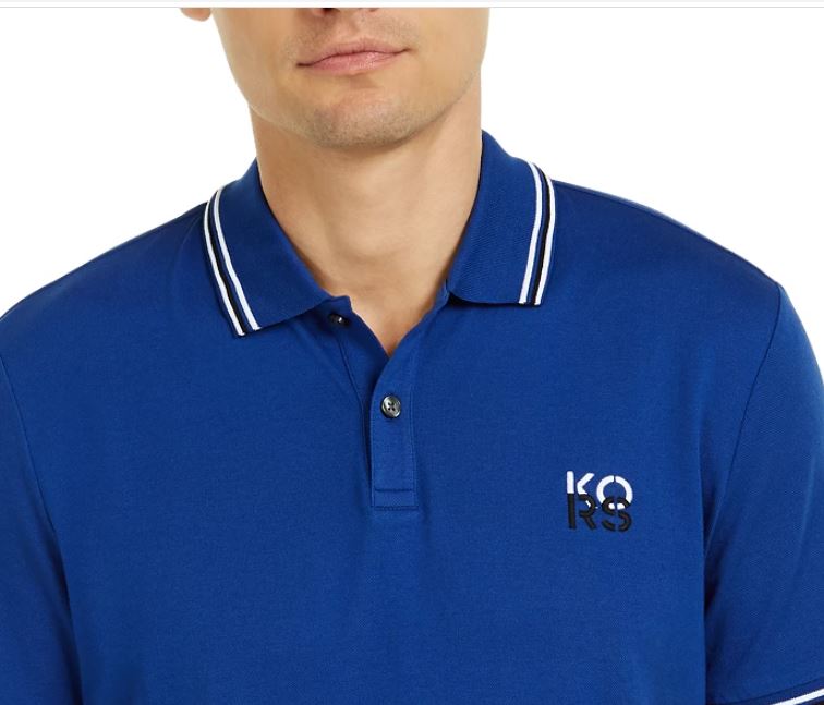 Michael Kors Men's Cotton Piqué Polo Shirt Twlight Blue Size Large