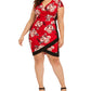 Almost Famous Women's Plus Size Trendy Surplice Printed Dress Red Size 3X