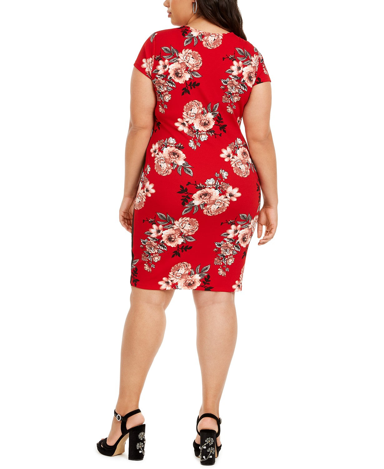 Almost Famous Women's Plus Size Trendy Surplice Printed Dress Red Size 3X