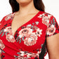Almost Famous Women's Plus Size Trendy Surplice Printed Dress Red Size 3X