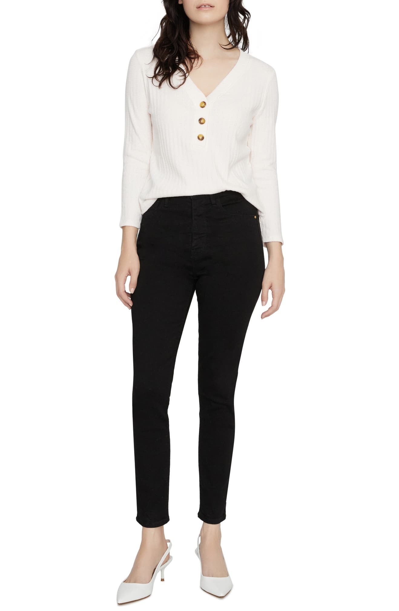 Sanctuary Women's Aiden Button-Up Top Ivory Size Medium