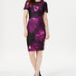 Calvin Klein Women's Petite Floral Puff Sleeve Sheath Dress Purple Size 1