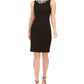 Calvin Klein Women's Petite Imitation Pearl-Trim Sheath Dress Black Size 8 P