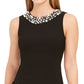 Calvin Klein Women's Petite Imitation Pearl-Trim Sheath Dress Black Size 8 P